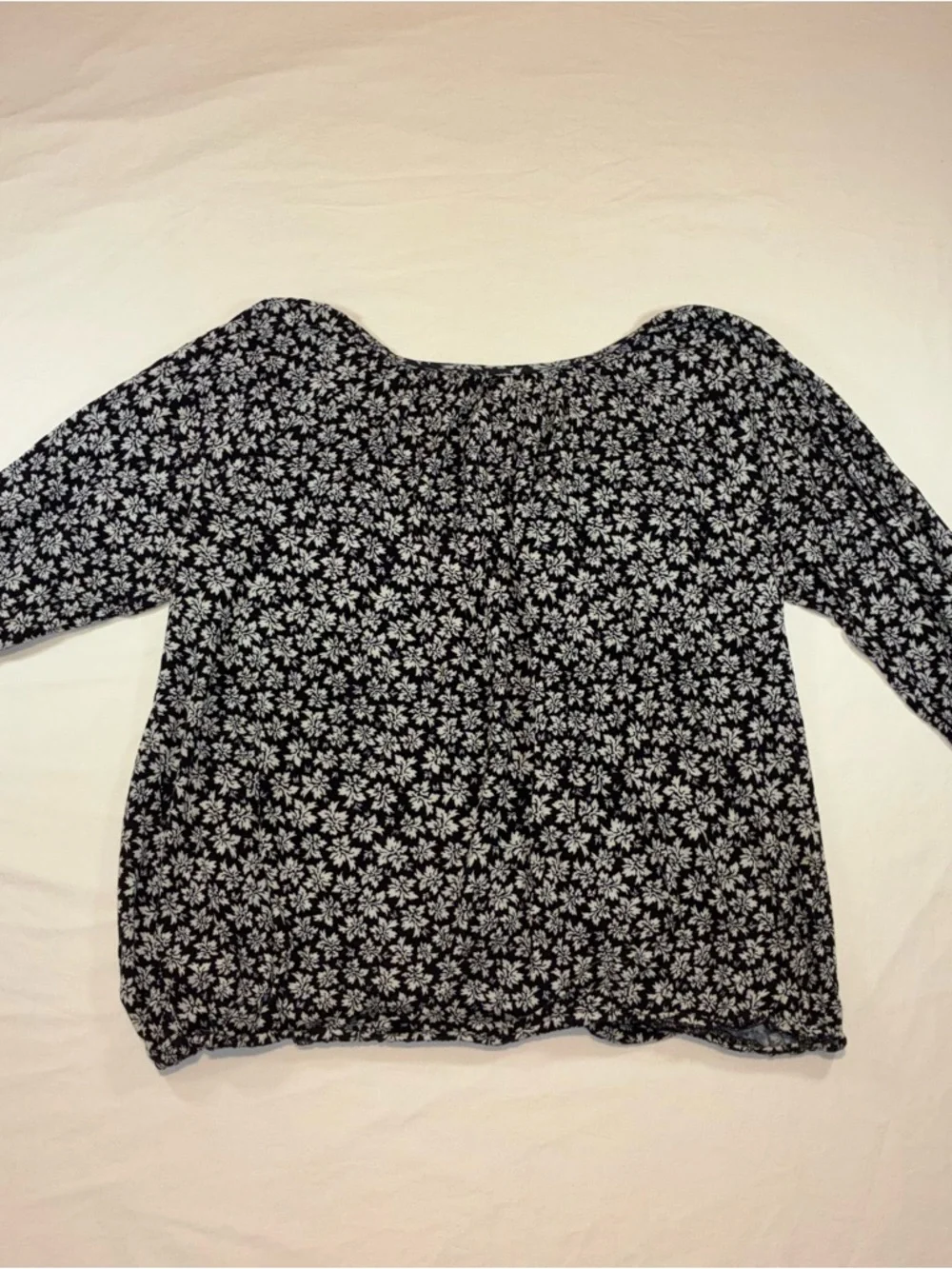 Michael Kors Dark Blue and White Floral Scoop Neck Blouse - Picture 5 of 5